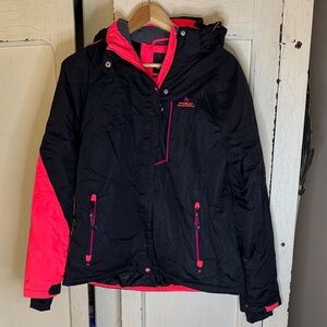 Youth/Adult Black and Hot Pink Insulated Ski Jacket